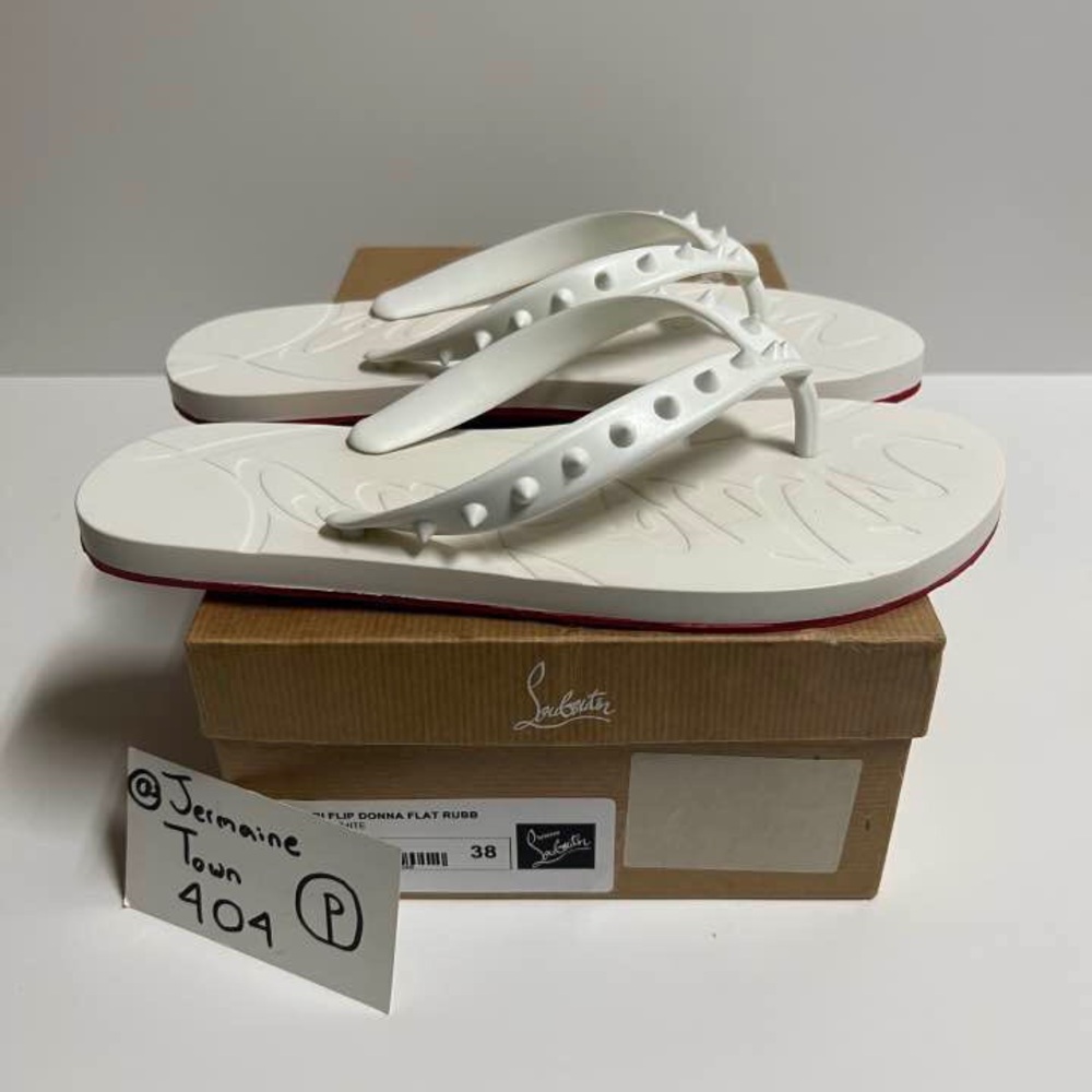 Christian Louboutin Flip Donna Flat Size 8 Women Sandals White Red